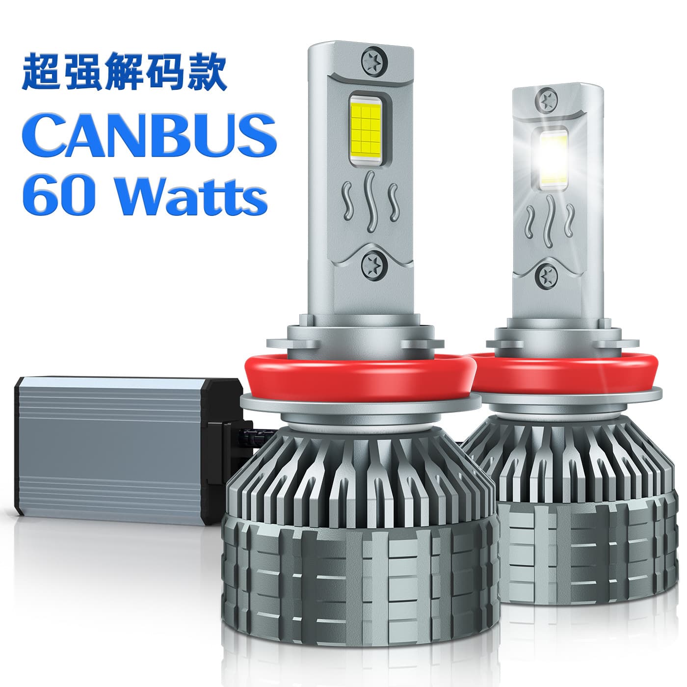 Super Decoding 60W High Power Dual Copper Tube Car LED Headlight Canbus Ultra Bright H7 H1 H4 LED Laser Light