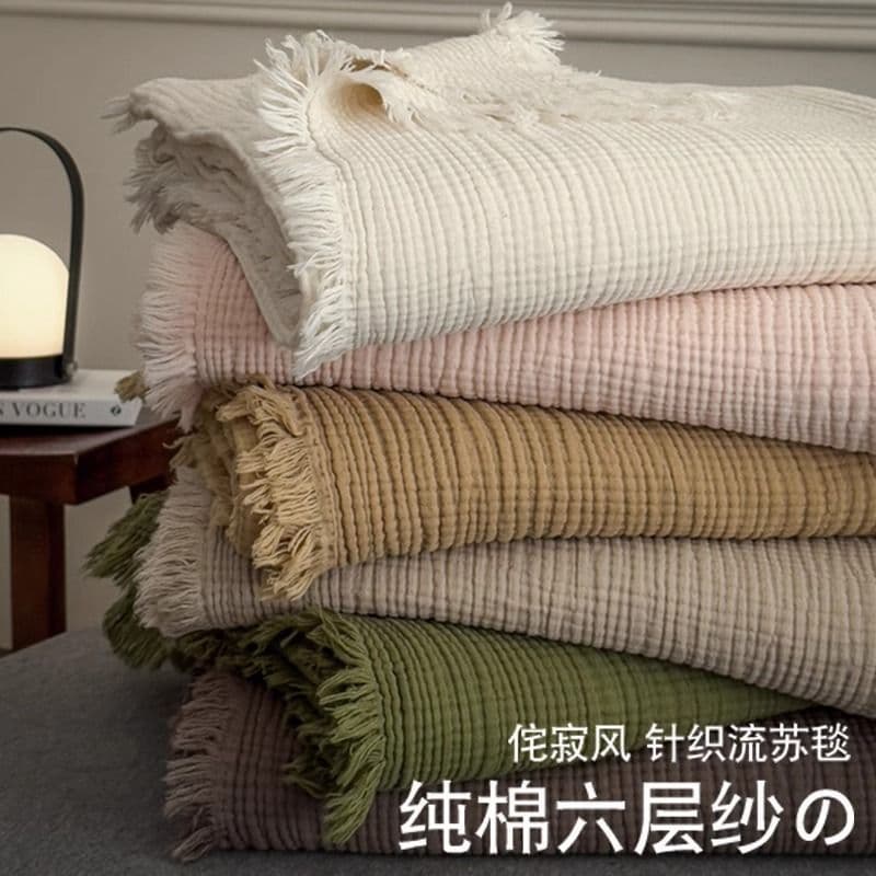 Class A knitted summer cool quilt, pure cotton gauze blanket/shawl, summer sofa nap infant cover, air-conditioning blanket factory