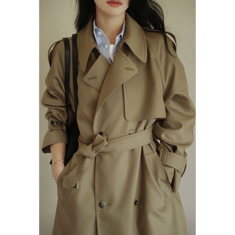 Mid-Length Knee-Length British Style Windbreaker Women's Autumn 2025 This Year's Fashionable Petite Stand Collar Style 12