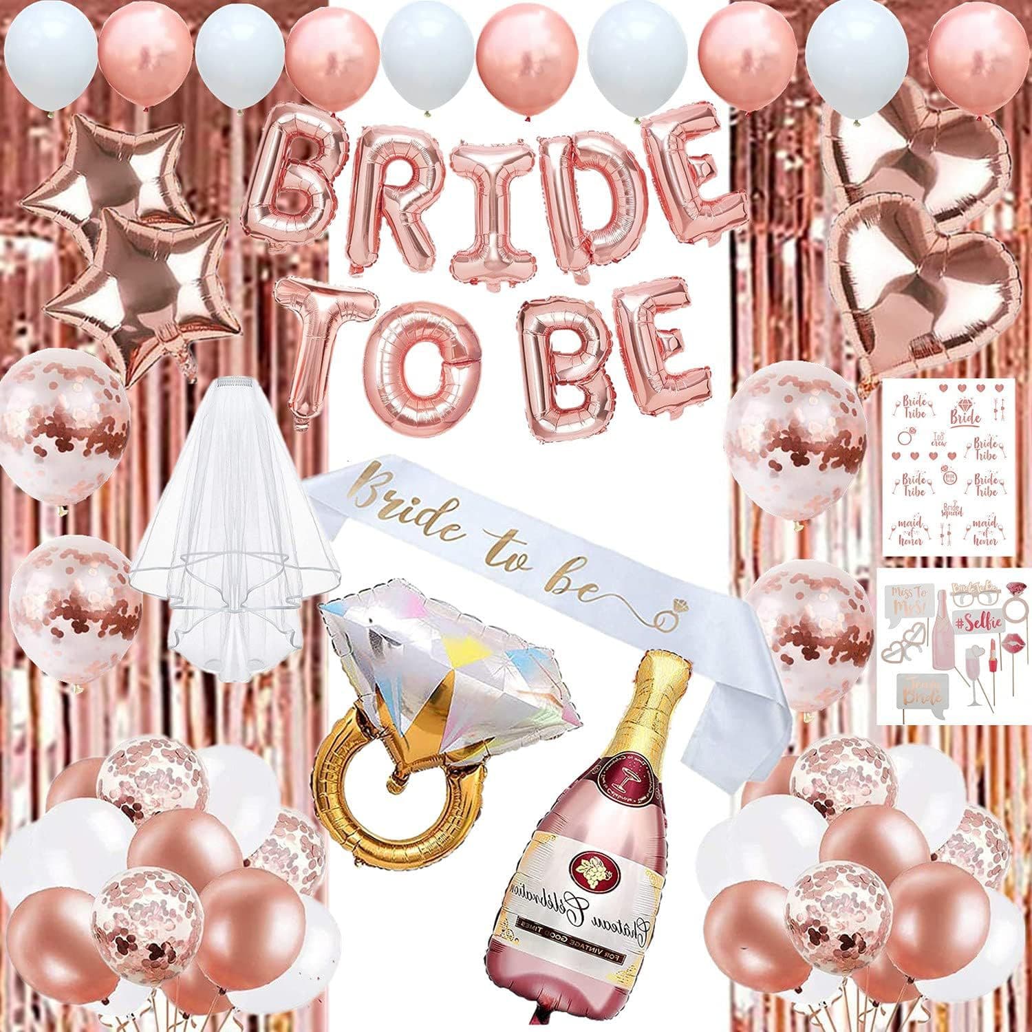 Bride-to-be Wedding Bachelorette Party Decoration Rose Gold Bridal Shower Party Decoration Tassel Curtain