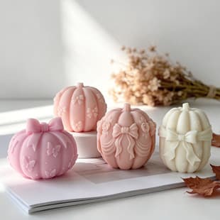 Jiahuimei Pumpkin Scented Candle Silicone Mold Halloween Bow Pumpkin Plaster Decoration Mold