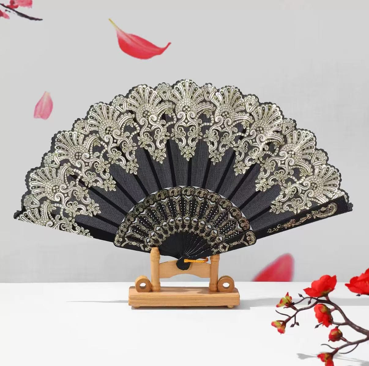 Spanish fan dance single flower Chinese style hot stamping plastic fan fracture fan cross-border prop fan Chinese style