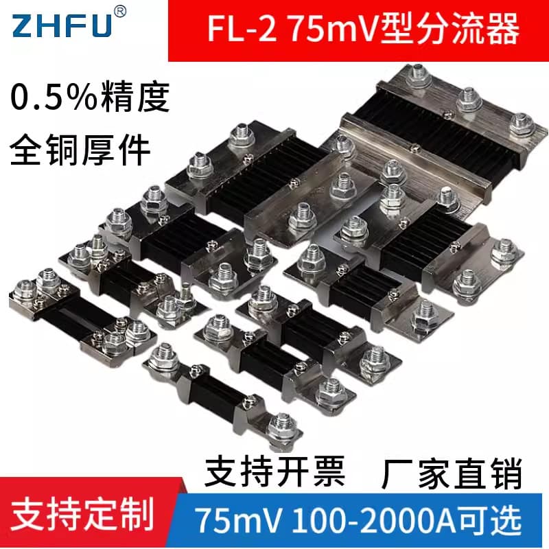 FL-2 0.5 Class 75mV DC Current Shunt 100A 200A 300A 500A 150A Current Sampling Resistor