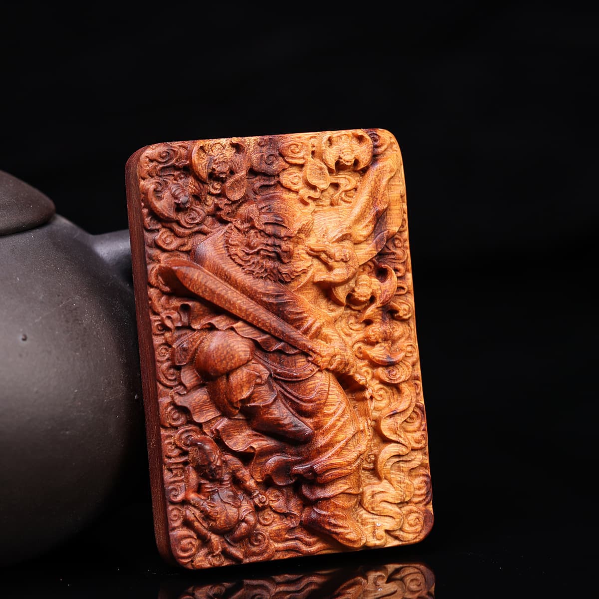 Natural lightning-struck jujube wood pendant, Celestial Master Zhong Kui pendant, Taoist peace car pendant, handle pendant necklace for warding off disasters.