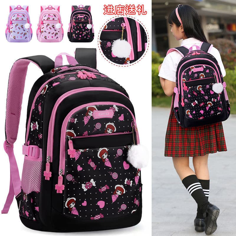 Primary school student schoolbag large capacity girls grade 1, 2, 3 to 6 burden-reducing wear-resistant backpack wholesale burden-reducing breathable