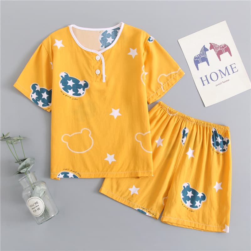 Children's Pajamas Summer Thin Cotton Set for Boys and Girls Baby Toddler Cotton Homewear
