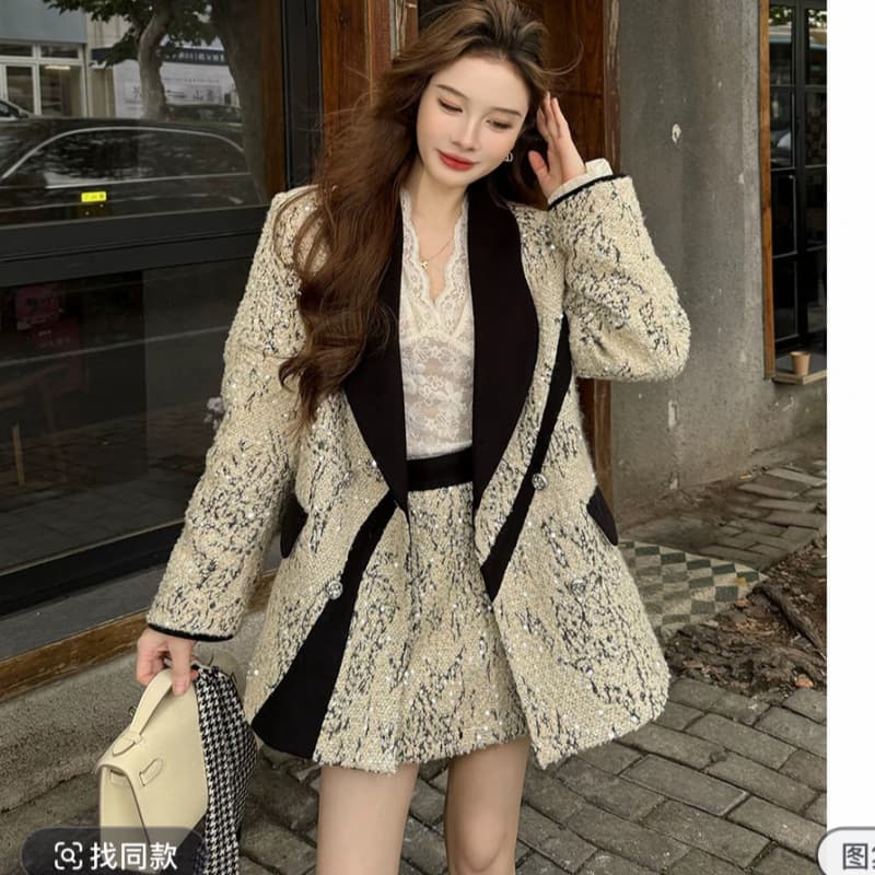 Autumn Winter Cold Protection Heavy Craft Sequin Patchwork Little Fragrance Style New National Standard Cotton Padded Thickened Down Jacket