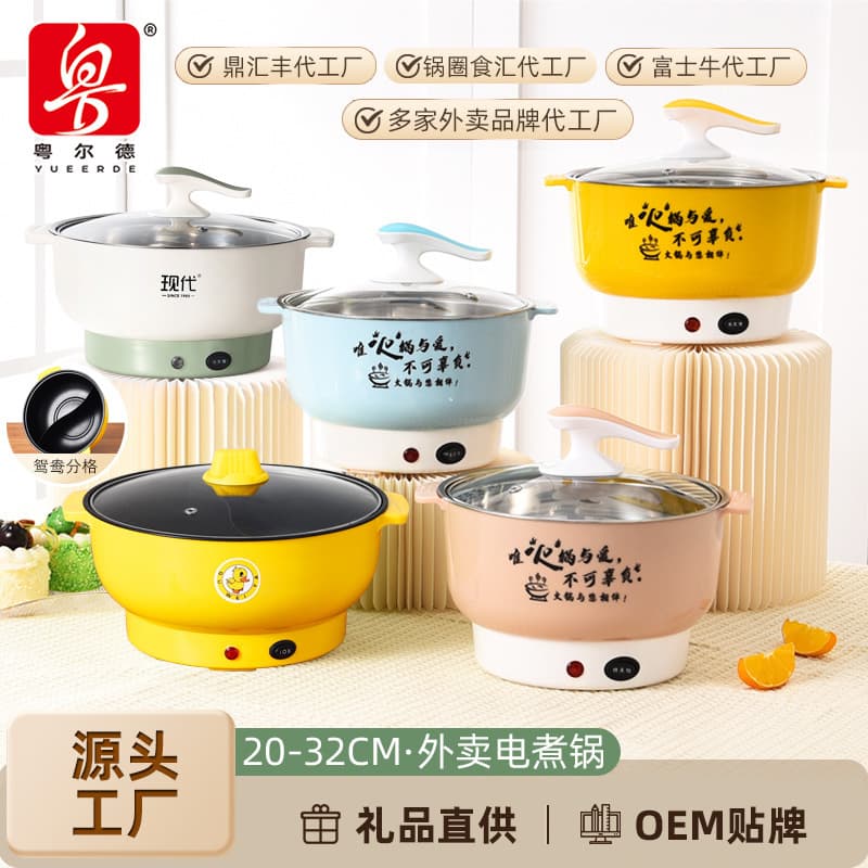 Factory direct supply of multi-functional electric cooking pot, stainless steel electric hot pot, noodle cooker, takeout hot pot ingredients, supermarket gift.
