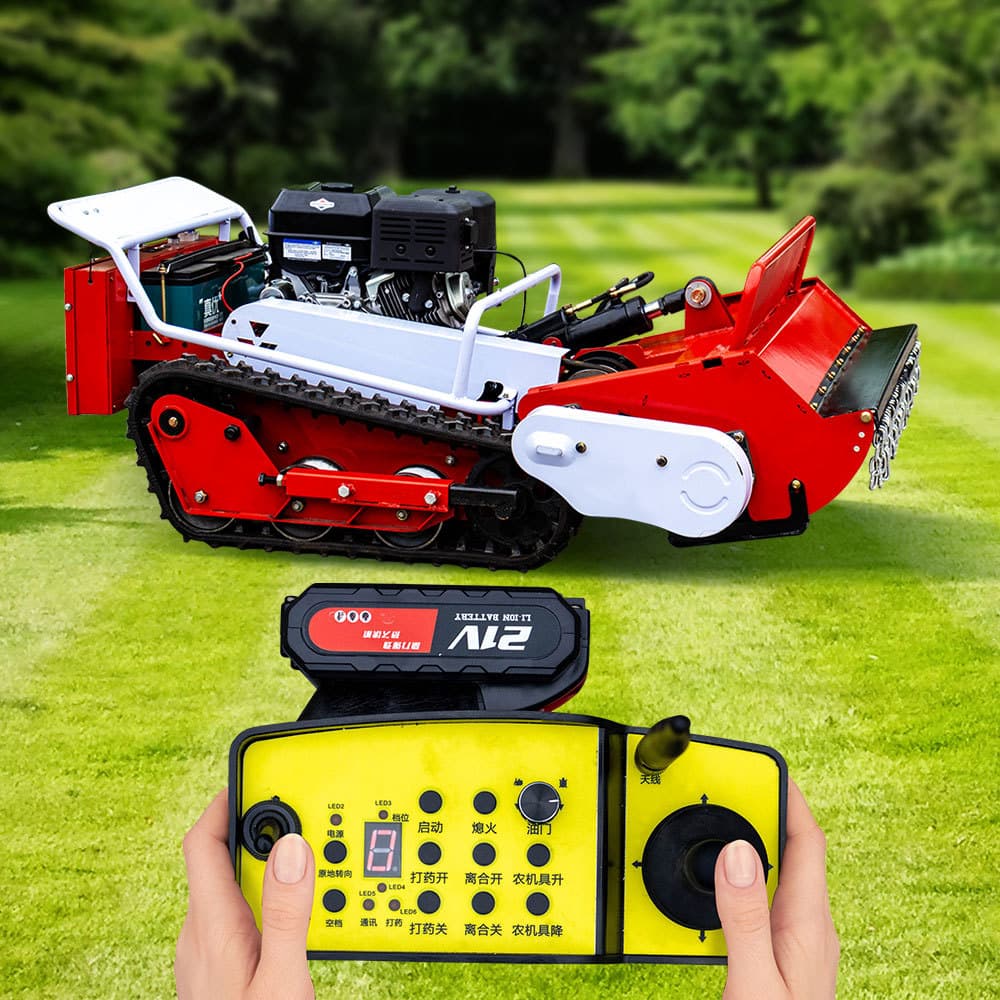 Four-wheel drive lawn mower robot, various terrains, unobstructed agricultural lawn mower, hybrid electric remote control lawn mower, export