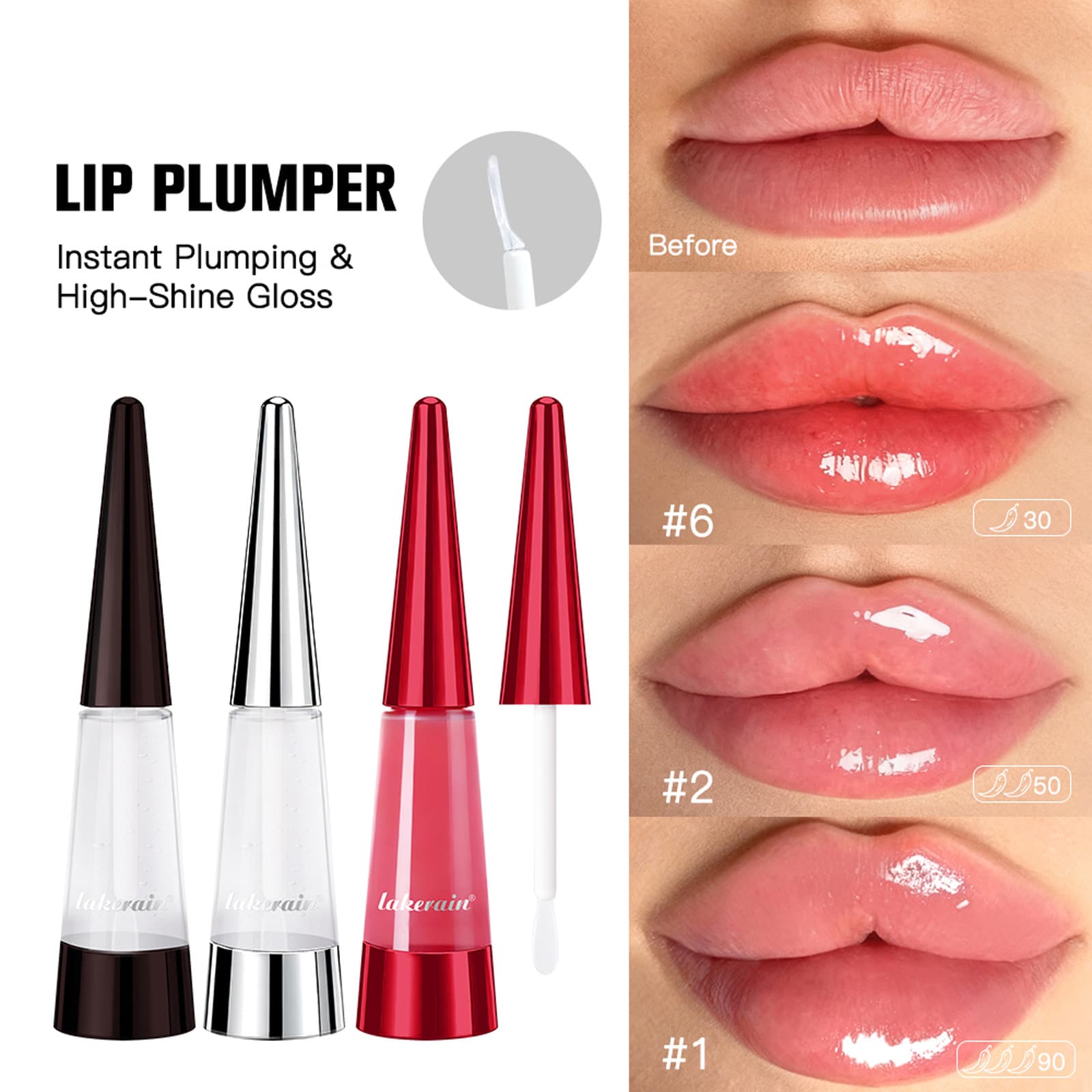 Lakerain Lip Plumper Moisturizing Lip Gloss, Tinted Lip Plumping Essence