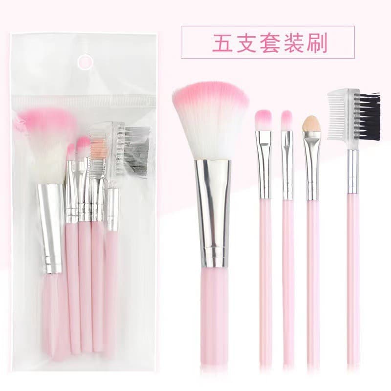Brush Set 5-Piece Makeup Brush Set with PVC Bag Makeup Tools