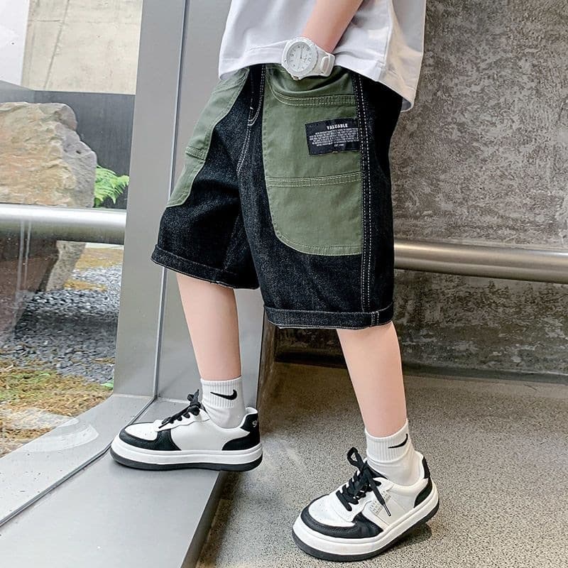 Boys summer work wear denim shorts 2026 new over-the-knee pants thin summer wear boys jeans casual trend