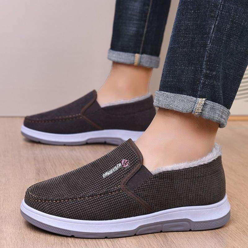 Winter New Men's Cotton Shoes for Seniors, Thickened Anti-Slip Warm Casual Dad Shoes, Elderly Winter Boots