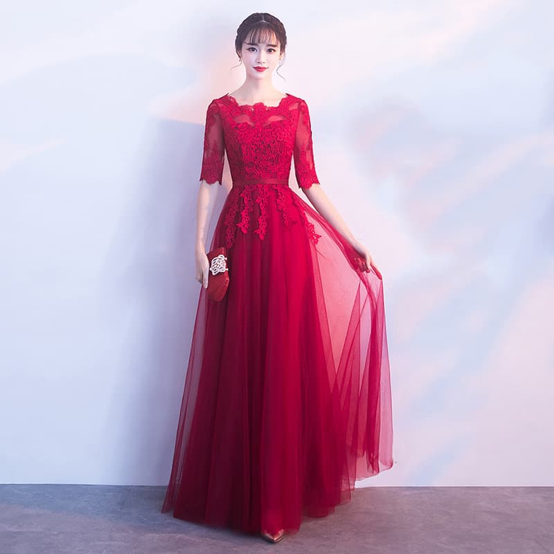 Bride's Wedding Toast Dress 2023 Autumn New Style Red Slim Fit Midi Length