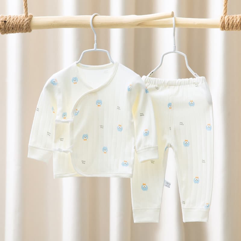 Spring Newborn Baby Underwear Set, 4-Season Pure Cotton Seamless Infant Bodysuit for 0-3 Months, Newborn Base Layer