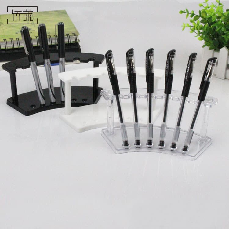 6 transparent plastic pen holder pen holder eyebrow pen holder makeup display stand ballpoint pen Stationery fan display rack wholesale