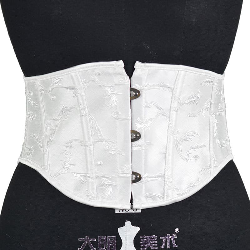 21101-16cm3 Buckle Antler Embroidery Jacquard Fishbone Support Corset Lolita Waist Cincher
