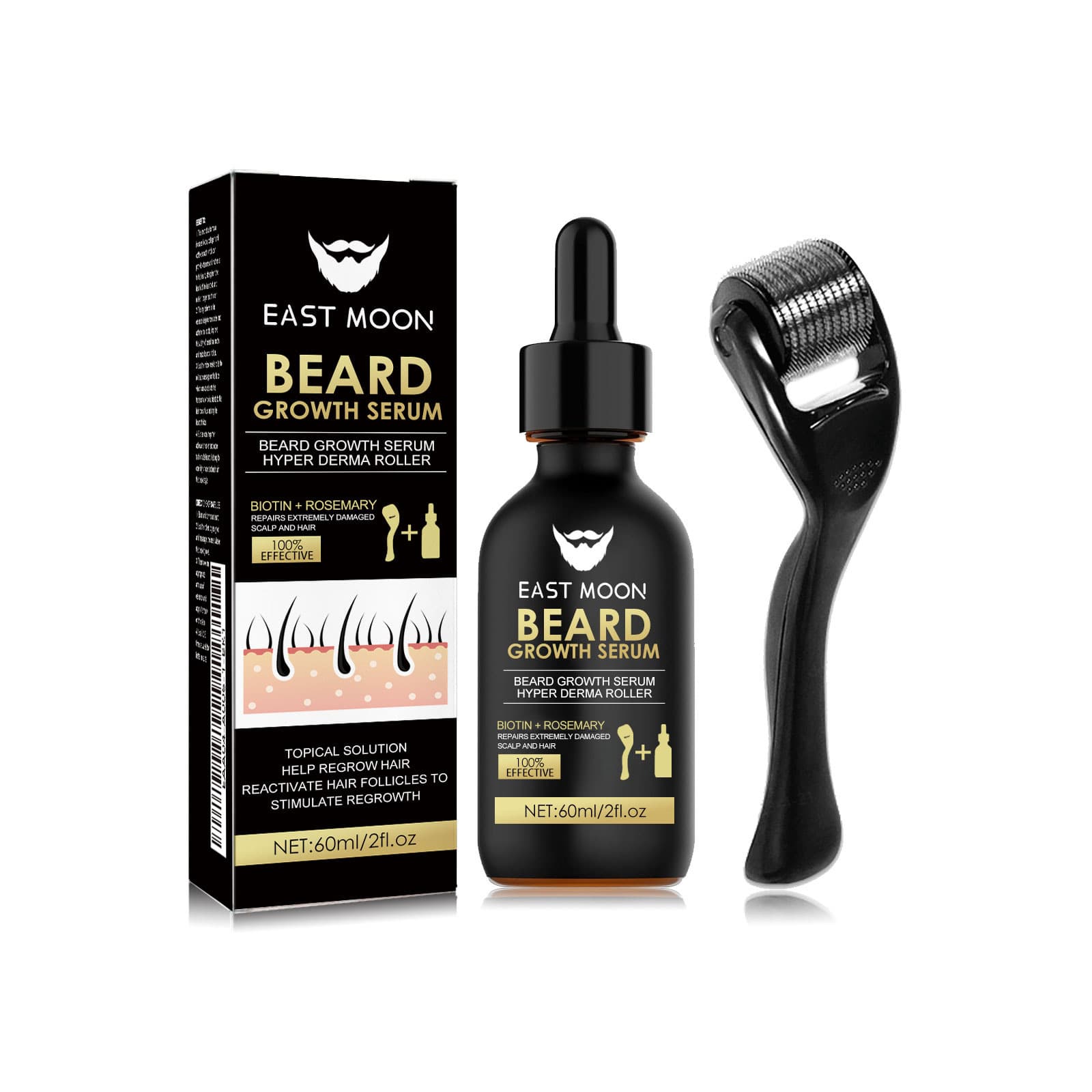 East Moon Beard Care Essential Set Men's Facial Hair Nourishment and Beard Care