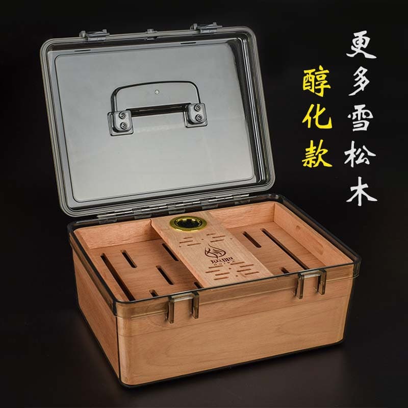 Cigar humidor, cedar wood cabinet, aging cigarette box, humidifier, large-capacity set tool cigar box