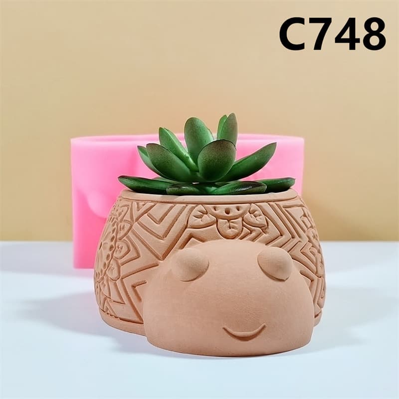 Turtle Flower Pot Silicone Mold Succulent Green Plant DIY Handmade Home Indoor 3D Decoration C748