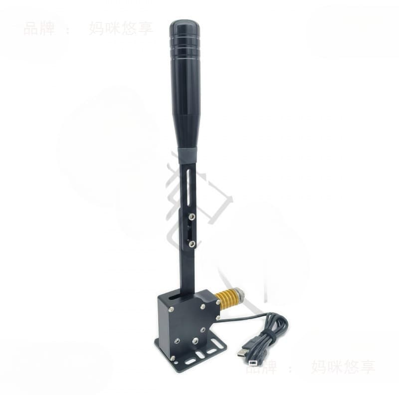 The linear handbrake in this racing simulator is compatible with Logic G27 and G29 Thrustmaster steering wheels.