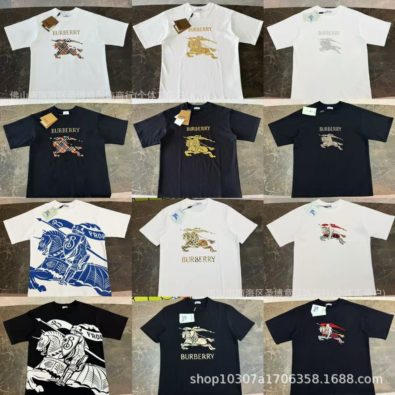 26ss Cross-border Trade B High Version Summer Classic War Horse LOGO Loose Short Sleeve T-Shirt Casual Unisex