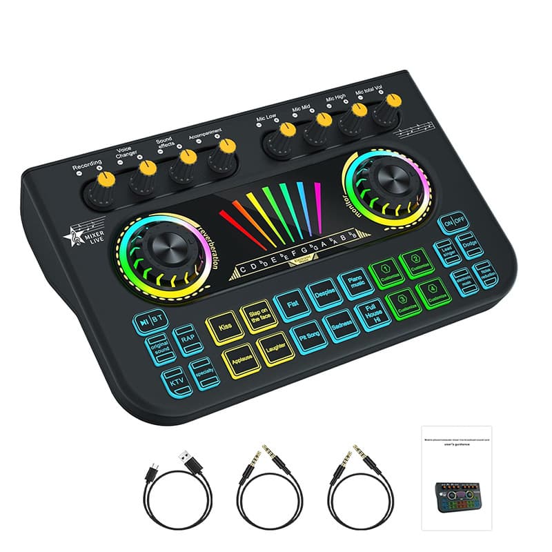 Q5 Live Sound Card Full Set Integrated Custom Warm-Up Sound Effects Equipment for Mobile Phones and Computers, Universal Bluetooth 5.3