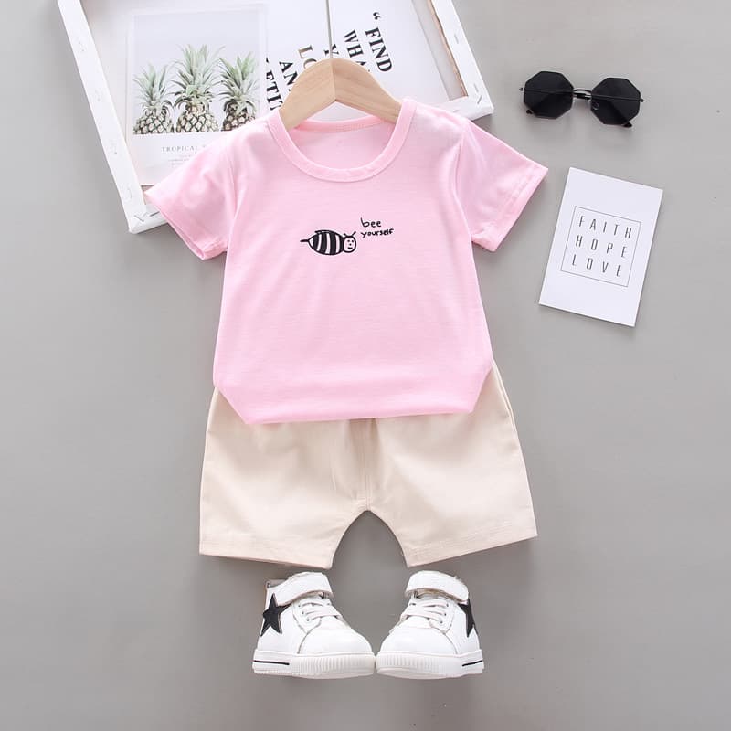 Girls suit 2020 new summer short-sleeved 3 girl baby children's clothing 0-4 years old two-piece baby clothes trendy