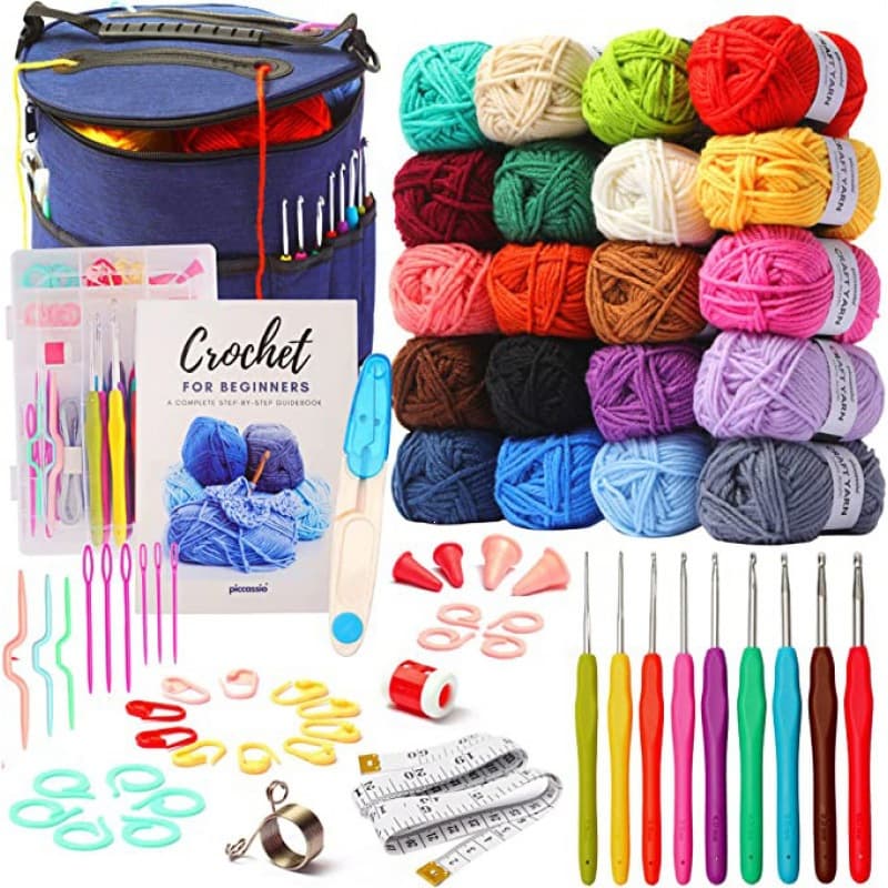 Amazon 68-Piece Crochet Hook Set with TPR Soft Handle Aluminum Hooks, Storage Bag, DIY Knitting