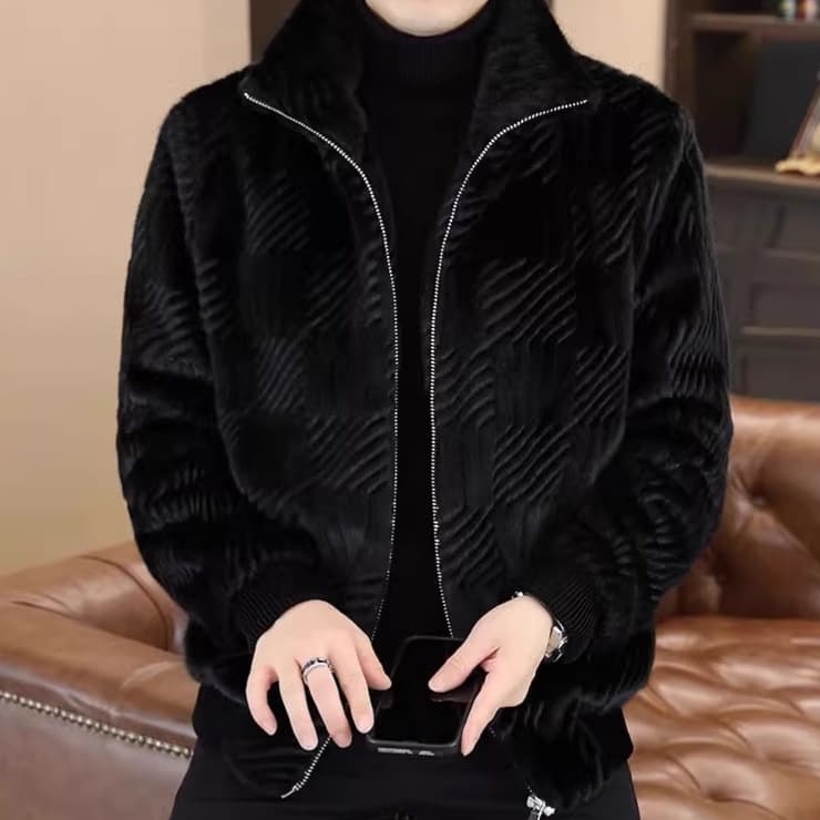 Lowest price online for winter men's wheat ear graphene faux mink fur coat/jacket made of mink fur from Haining