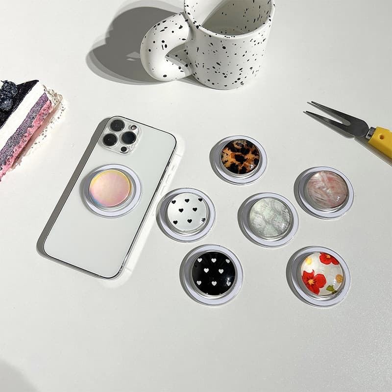 Crystal Ball Glass Ins Style Phone Grip Stand Magnetic Detachable Binge-Watching Support Bracket Heart Flower