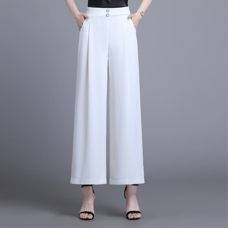 Casual pants for small people, drapey ice silk wide-leg pants for women, summer high-waisted slimming sun protection pants 2025 straight pants