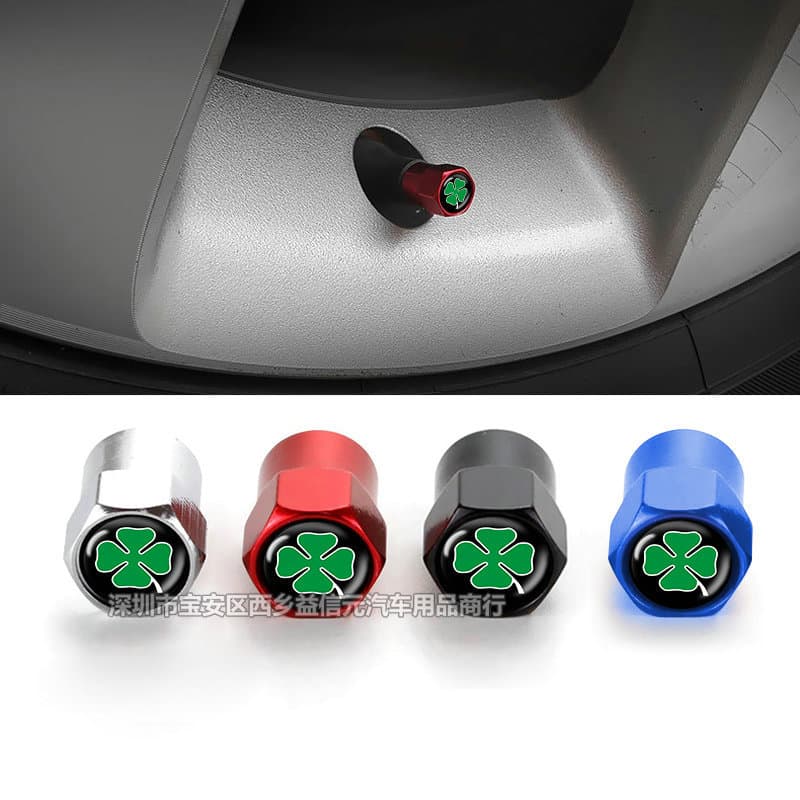 Alfa Romeo Lucky Four-Leaf Clover Tire Valve Stem Caps for Modification