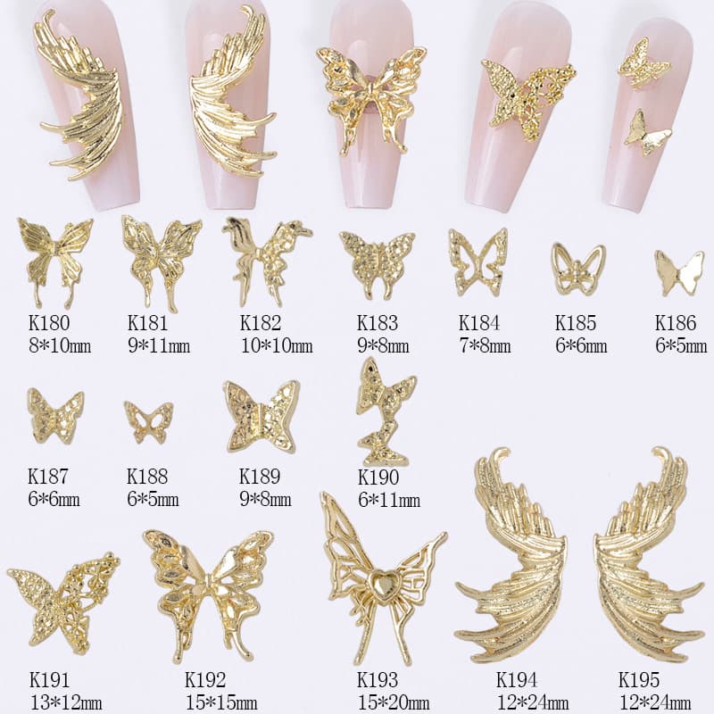New Butterfly Nail Art Jewelry Alloy Accessories Mini Golden Symmetrical Butterfly Wings Exquisite High Luxury Spot Straight Hair