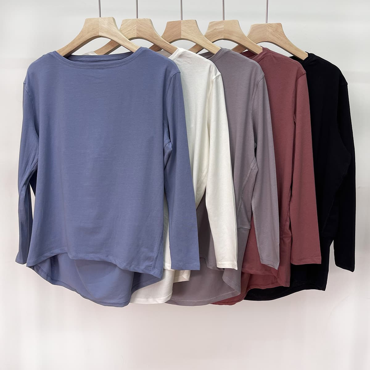 Lulu's same style Backinaction spring women's one-line collar long-sleeved turtle back T-shirt Japanese and Korean casual women's clothing