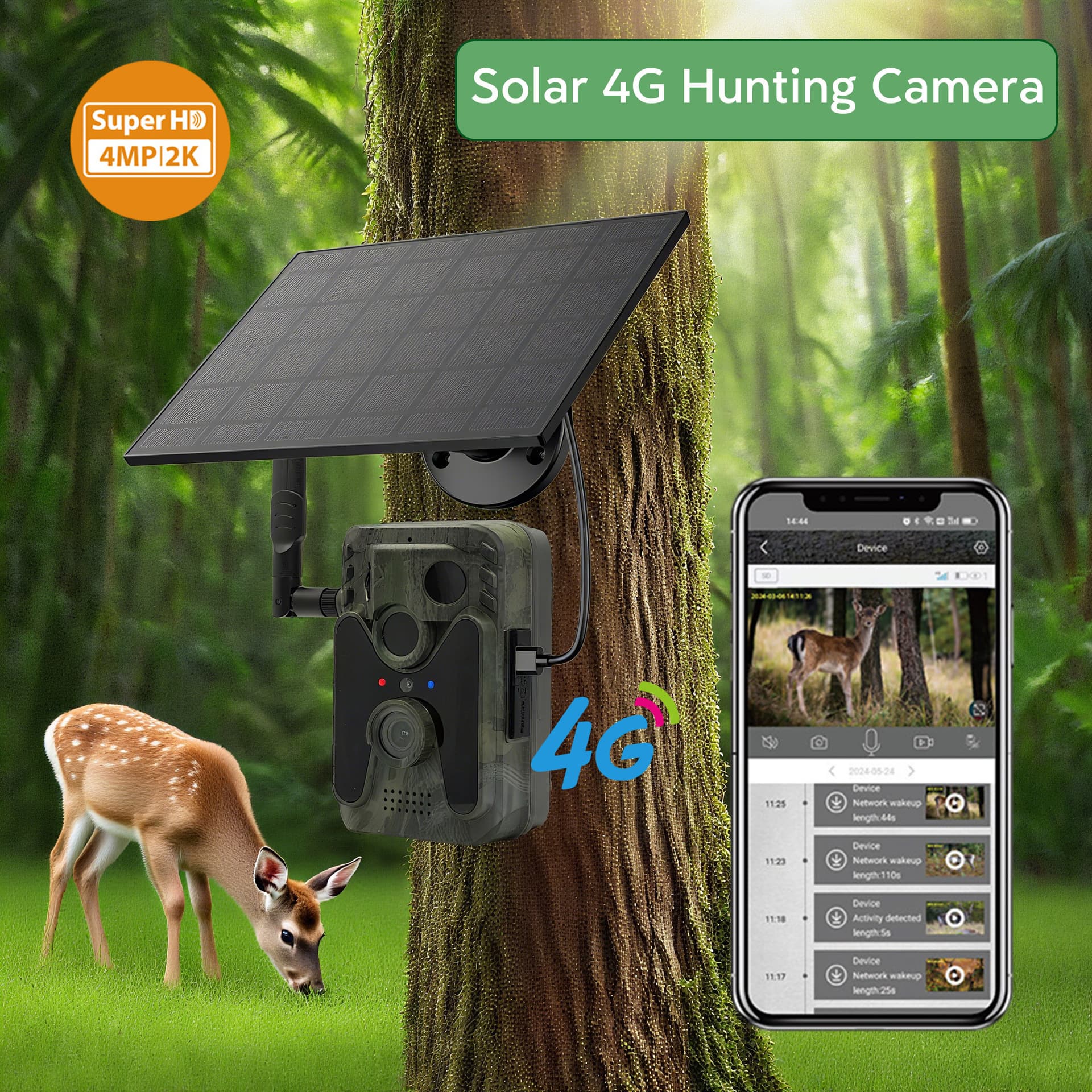 Solar 4G animal camera outdoor built-in 6000mAh battery Ucon mobile viewing night vision function pet