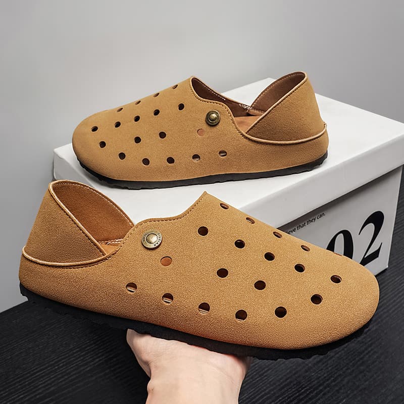 Crocs Men 2026 New Summer Hollow Open-Toe Sandals Driving Beach Water Birkenstock Sandals Men's Shoes