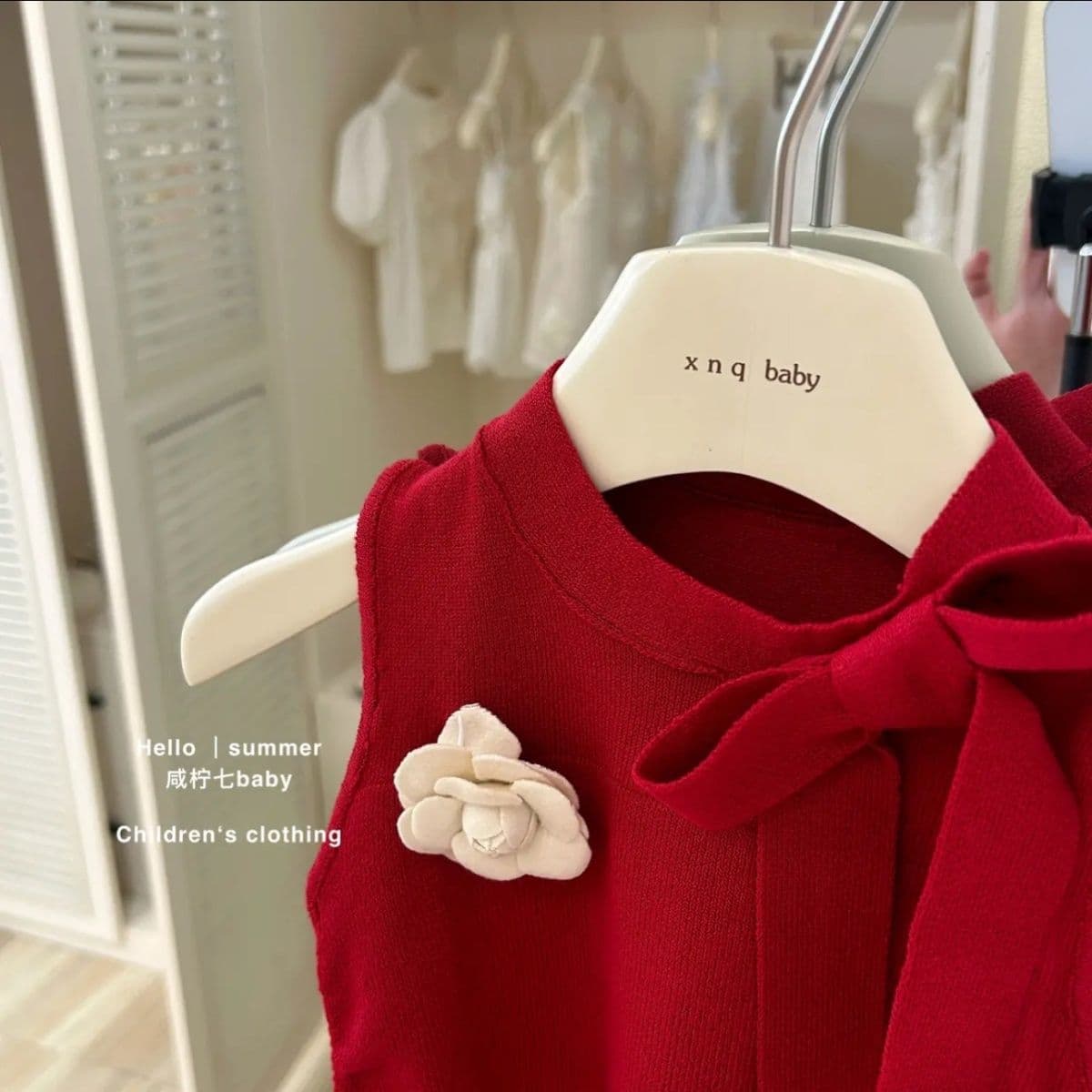Korean style girls' new summer style sweet and fashionable red bow vest, versatile lace shorts two-piece set, trendy style