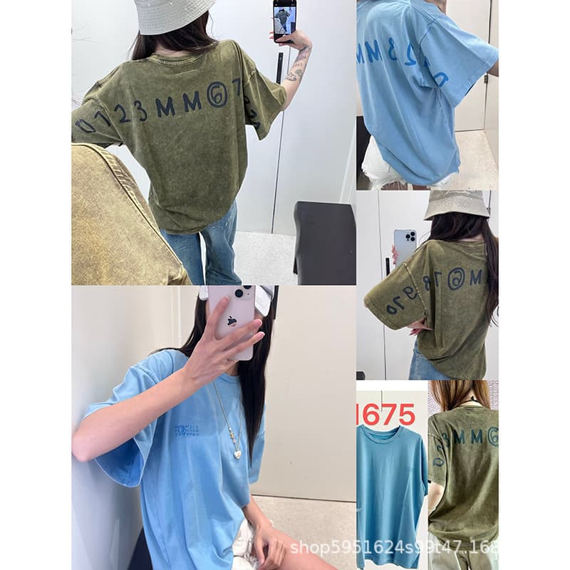 In Stock 26SS New Arrival Micro Logo Print Washed Short Sleeve T-Shirt Top for Women
