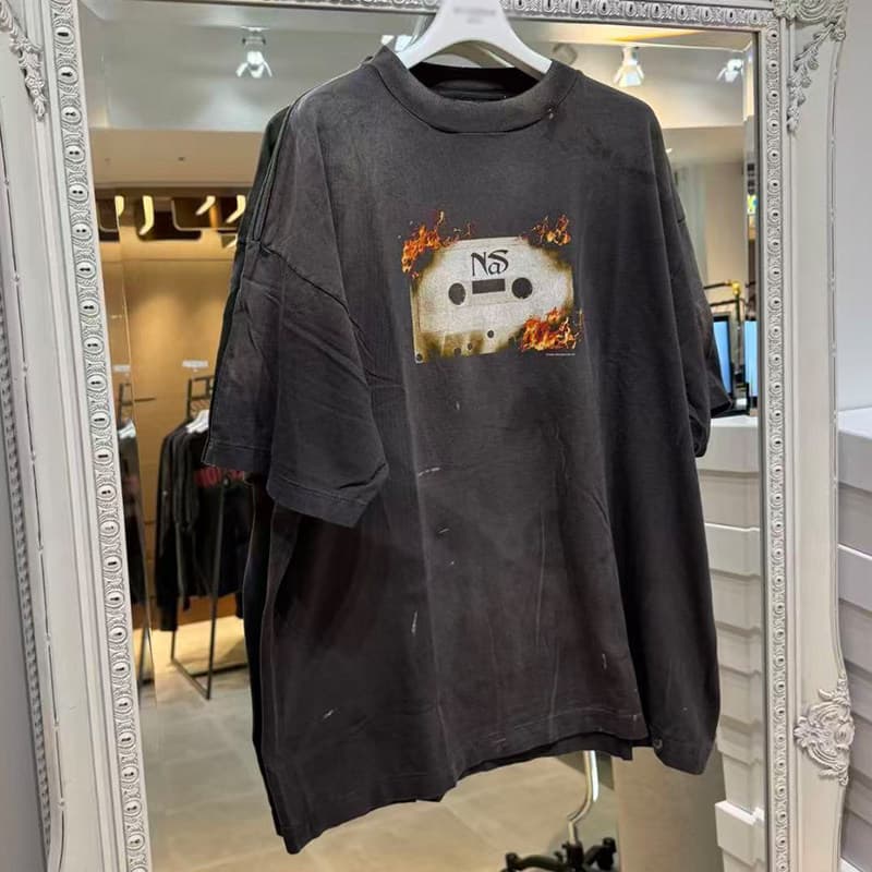 SAINT Michael NaS Collaboration Incinerated Recorder Vintage Distressed Short Sleeve T-Shirt Streetwear
