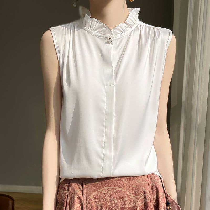 Women's New Ear-Shaped Sleeveless T-Shirt, Fashionable, Versatile, Loose and Stylish Shirt That Covers and Slims the Figure, Mother's Top