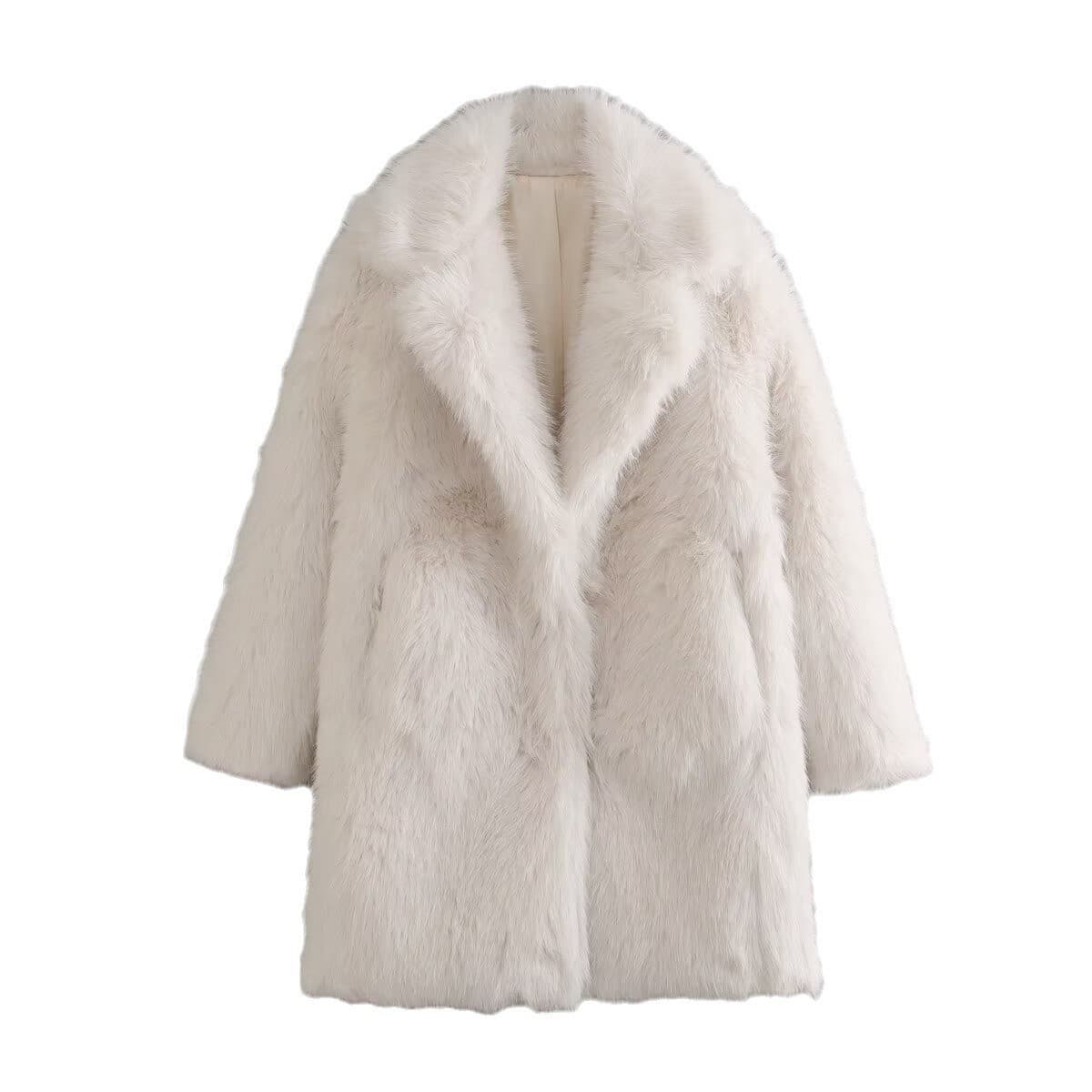 Foreign trade 2025 winter European and American style artificial fur effect lapel loose coat for women X924008 thickened