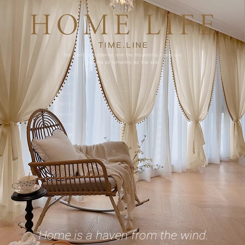 Curtain Gauze Curtain Advanced Sense Lace Curtain Phantom Yarn Transparent and Impervious Yarn Diamond Yarn Linen Gauze Curtain