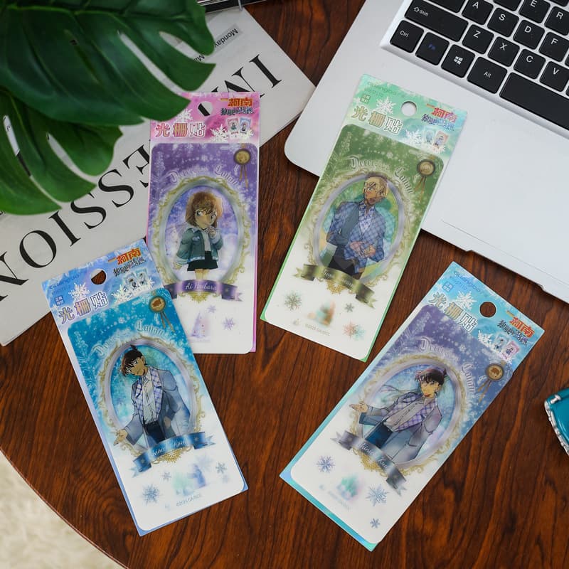 Conan Lenticular Sticker Official Shinichi Kudo Ran Mouri Anime Merchandise Creative 3D Changing Collectible Card Sticker