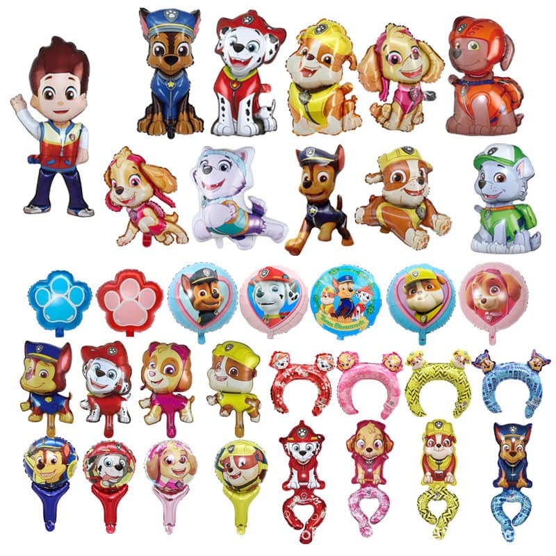 Authentic Paw Patrol Cartoon Dog Balloons Aluminum Foil Birthday Decorations Wholesale Large Size Metal Color Kids Party Supplies
