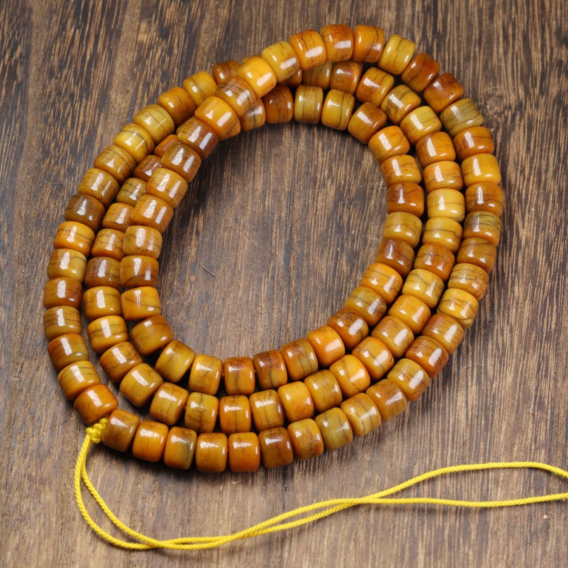 Natural yak bone barrel beads, antique finish, 108 beads, Buddhist prayer bead bracelet, patina and jade-like texture, wholesale yak bone.