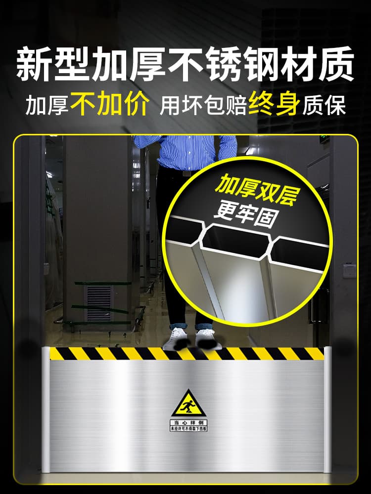 Barrier Door Stop for Rooms, No Installation Required, Stainless Steel Retractable Flood and Rodent Barrier for Power Distribution Rooms, Aluminum Alloy