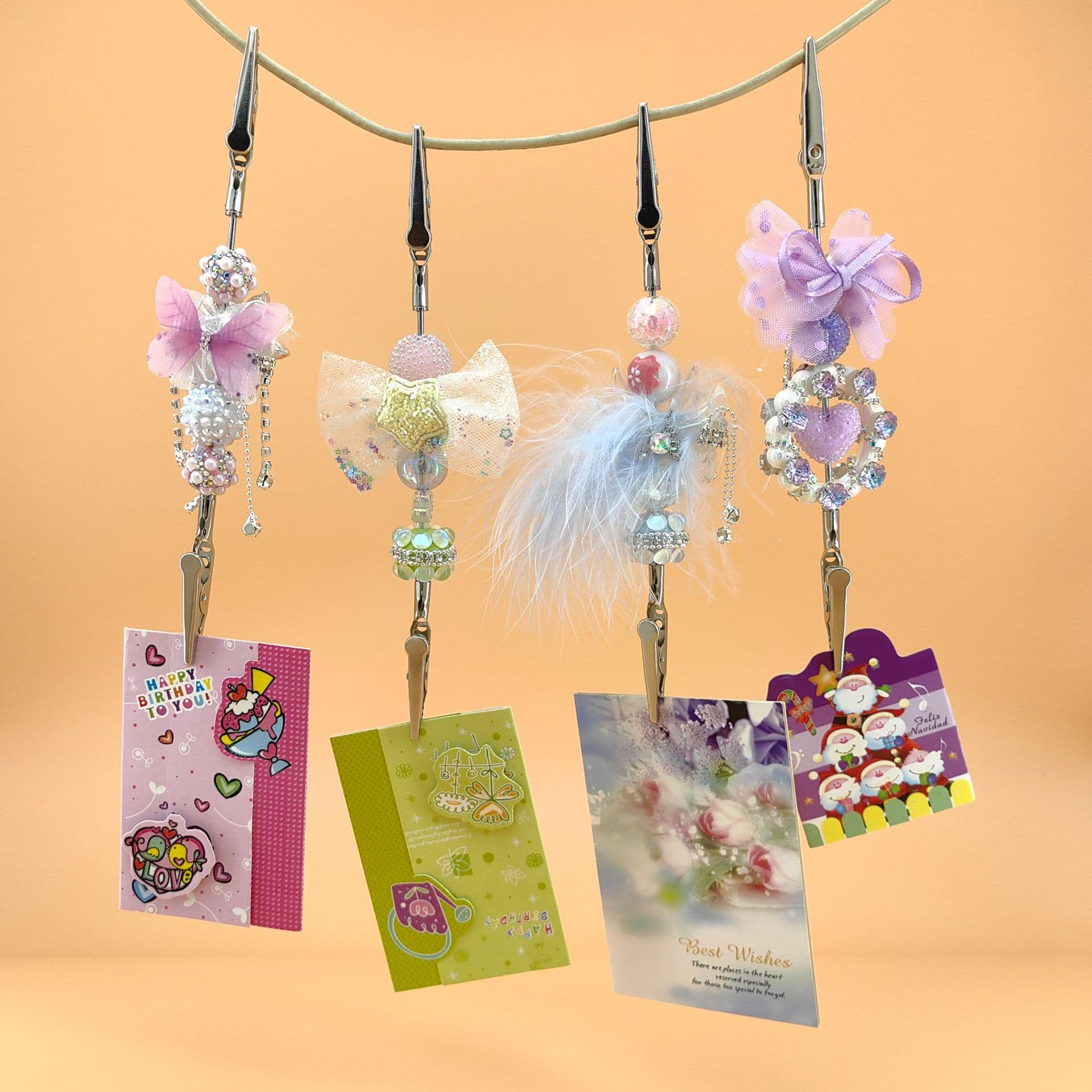 In Stock DIY Beaded Double-End Alligator Clip, Small Item Drying Clip, Business Card/Card Display Mini Clip