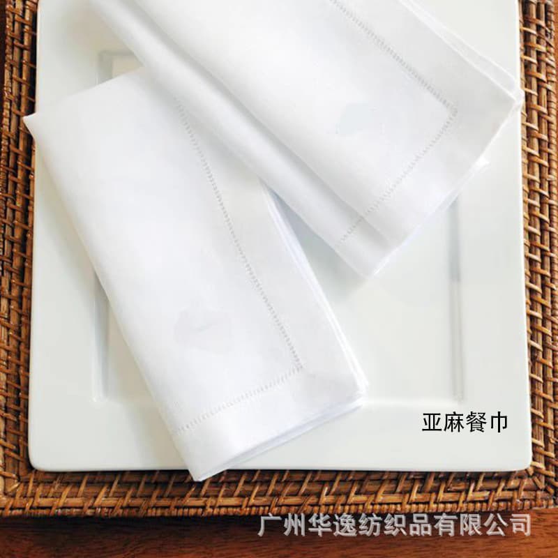 Cross-border sourced Asian cotton-linen hollow-out napkin cloth for wedding banquets, linen drawn-thread perforated napkin placemat, customizable with logo embroidery