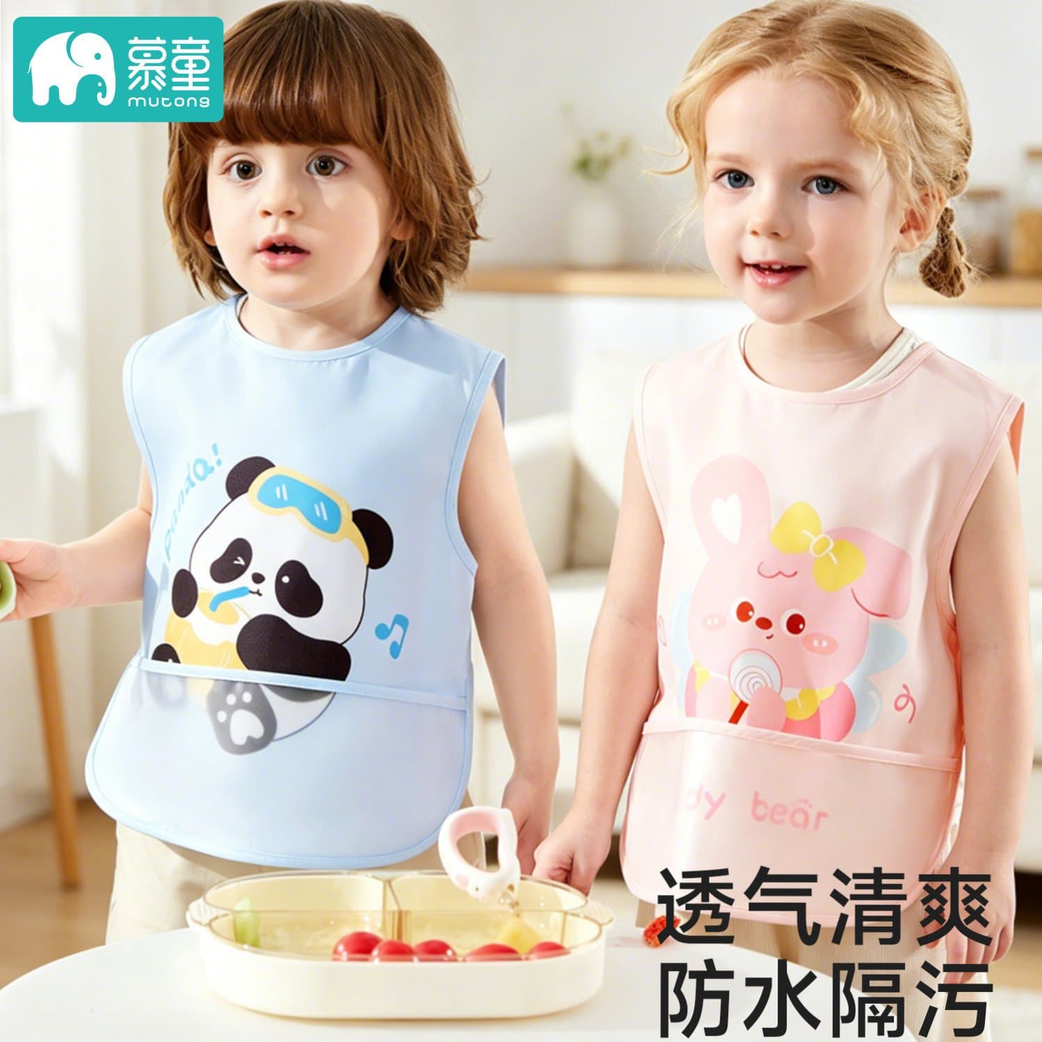 Baby Bib Apron for Eating, Sleeveless Kids Apron, Waterproof Summer Thin Style, Infant Feeding Bib for Girls and Boys